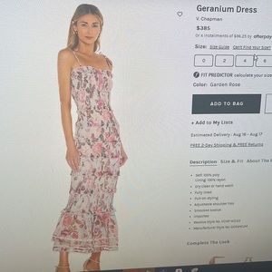 V Chapman Fall Floral Geranium Dress Size 4 in Garden Rose